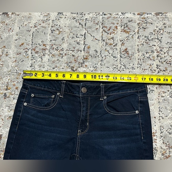 AMERICAN EAGLE Straight leg jeans size 12 long dark wash stretch - Picture 5 of 10